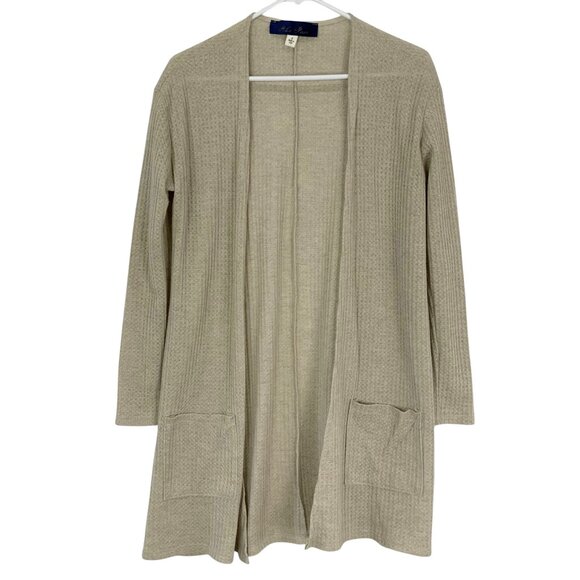 Blue Rain Tan Long Sleeve Open Textured Cardigan Size S w/Pockets Made in USA - Picture 1 of 7